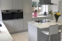 Classic Dove Grey Kitchen Solid Quartz Peninsula Priorslee Telford