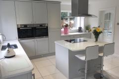 Classic Dove Grey Kitchen Solid Quartz Peninsula Priorslee Telford