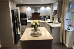 White Acrylic Kitchen with Island Installation Priorslee Telford
