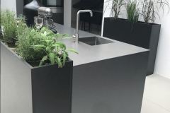 German Kitchen design in dark metallic grey with plants