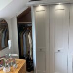 Fitted Bedroom Wardrobes with Angle Doors - Light Grey Painted
