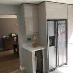 Ultra Gloss Cashmere Kitchen with American Fridge Freezer configuration
